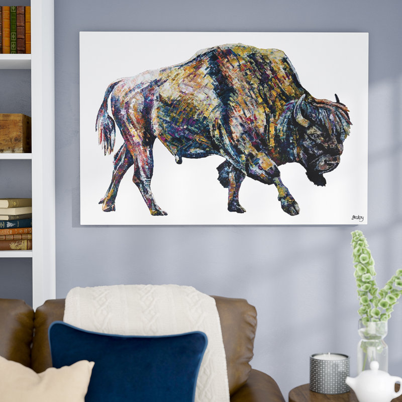«Buffalo», reproduction d'art sur toile, H 12 po x l 18 po x P 1,5 po, Toile tendue, Pas de tapis