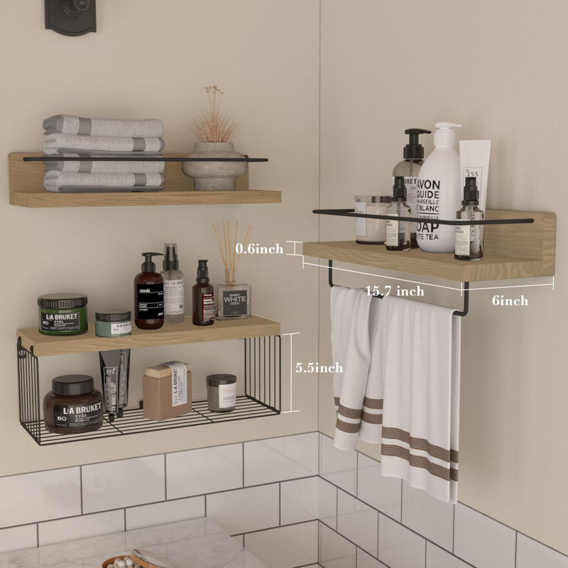 Floating Shelves Bathroom Cabinet, Natural/Black