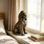Statue réaliste de cocker spaniel assis pour la décoration extérieure de la maison