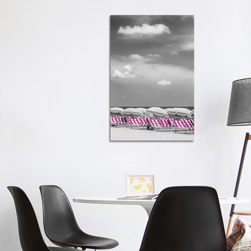 Beach Scene with a Pink Colour Pop 1 Piece Wrapped Canvas Wall Art, 101.6 cm H x 66.04 cm W x 1.91 cm D