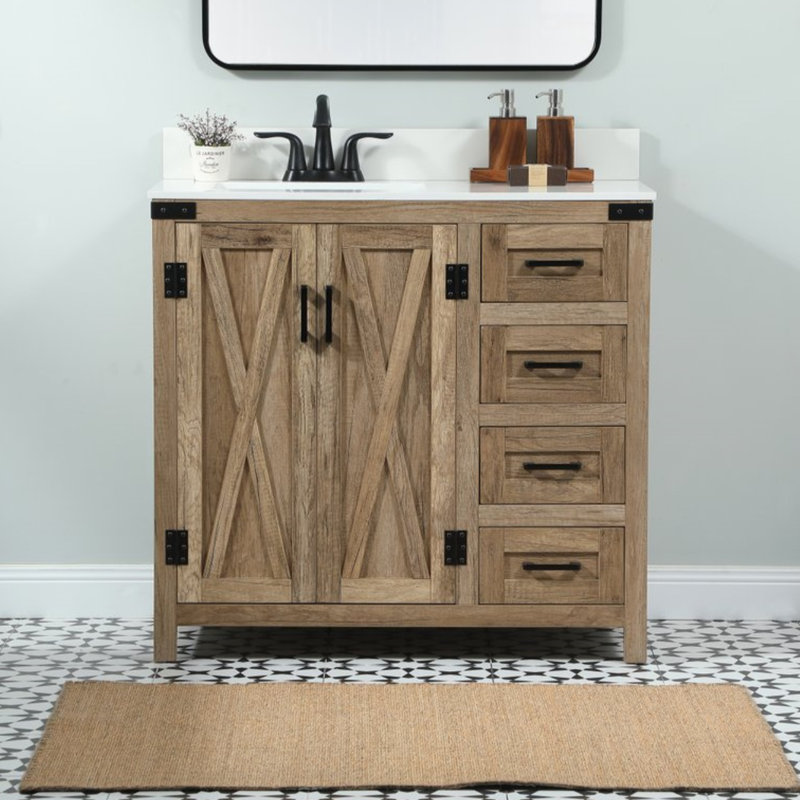 Ensemble de meuble-lavabo simple 36 po Slayton, Chêne naturel