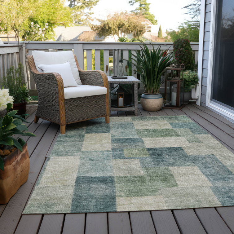 Machine Washable Indoor/Outdoor Christain ACN1262 Seafoam Rug