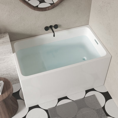 47" X 27.6" Rectangle Freestanding Soaking Acrylic Small Bathtub With Seat For Small Space