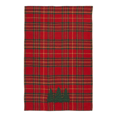 Spruce Pine Trio Embroidered Christmas Plaid Towel