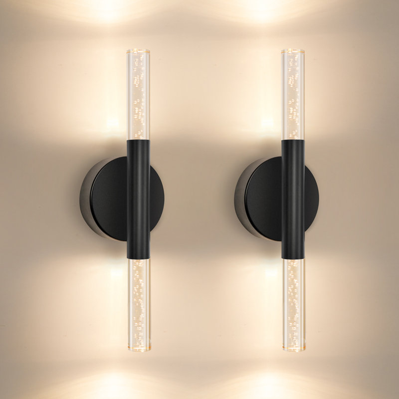 Éclairage pour salle de bain 2 lumières DEL à intensité variable, Noir mat, Largeur de 16 pouces, 2