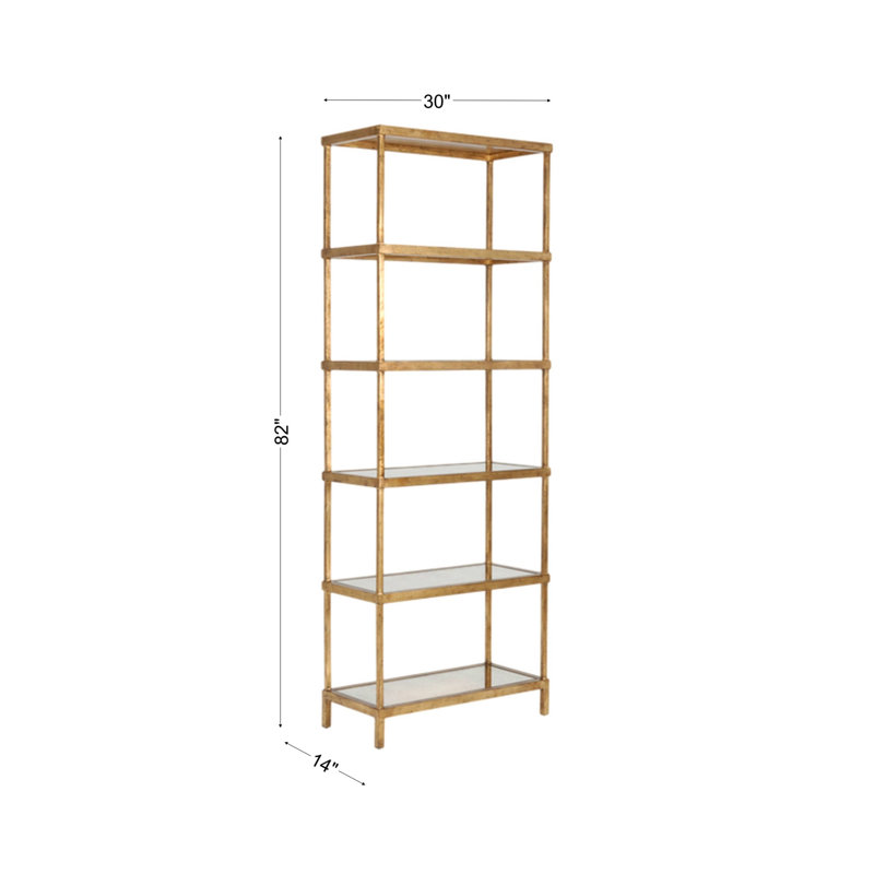6-Tier Etagere Bookcase 82"H X 30"W, Gold