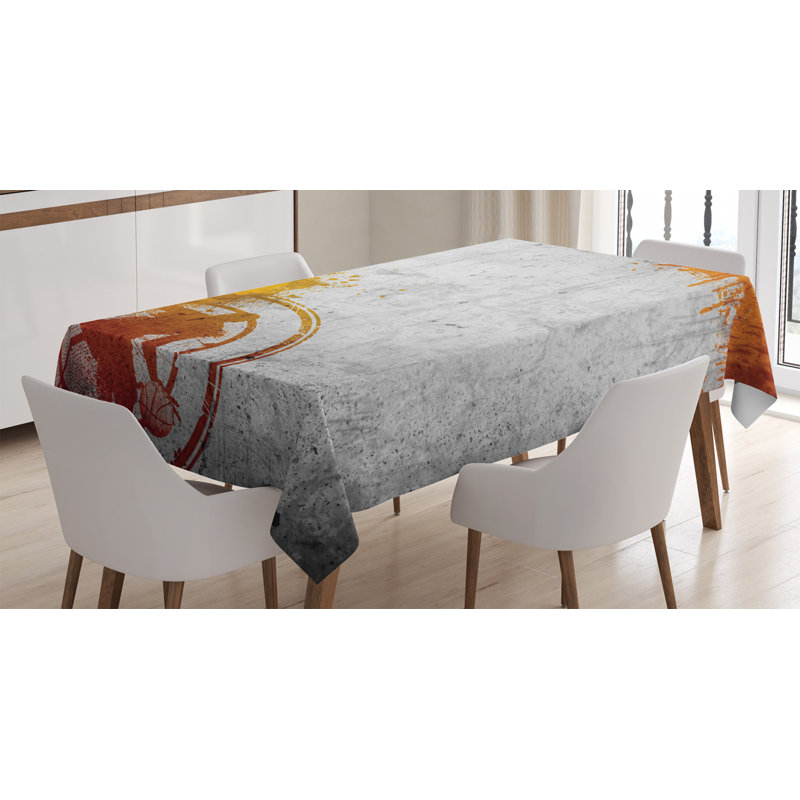 Nappe streetball de basket et de peinture sur une nappe rustique murale en béton, 90 po x 60 po
