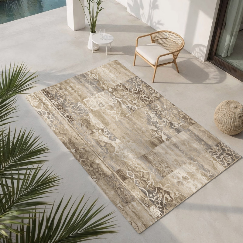 Tapis intérieur et extérieur Golden Radiance, Rectangulaire 8 pi x 10 pi