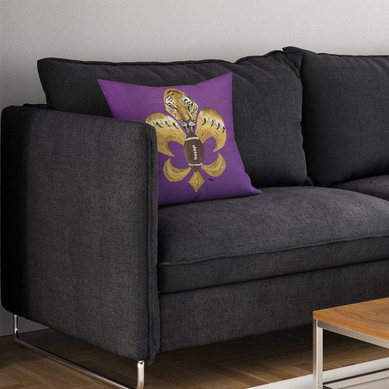 Coussin décoratif intérieur/extérieur intérieur/extérieur football fleur de lis Tiger