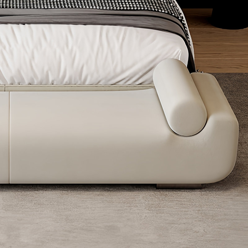 Banc rembourré en tissu Stylish, H 23,62 po x l 70,86 po x P 23,62 po, Blanc cassé