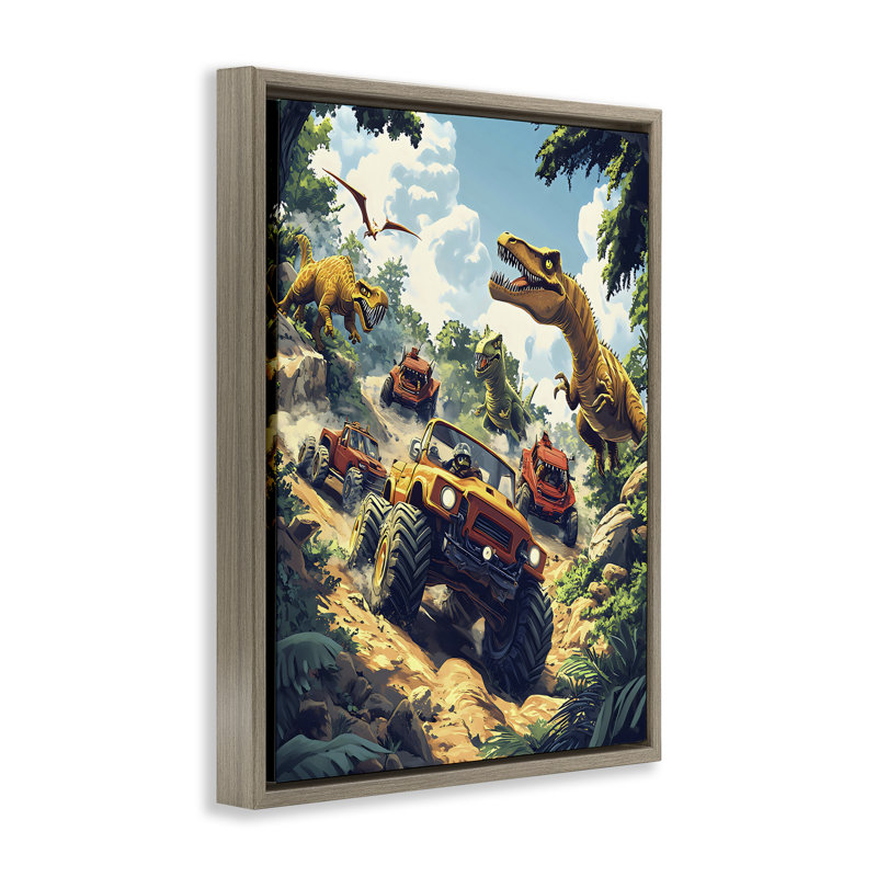 Dinosaur & Monster Truck Adventure Floating Frame, design by Creative Studio, Montalcino Elm Floater Frame, 21" H x 17" W
