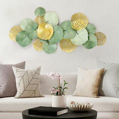 Large Metal Lotus Leaf Wall Decor, Oversized Floral Wall Art