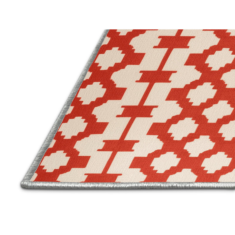 Machine Washable Trellis Beige Area Rug, Rectangle 7' x 10'