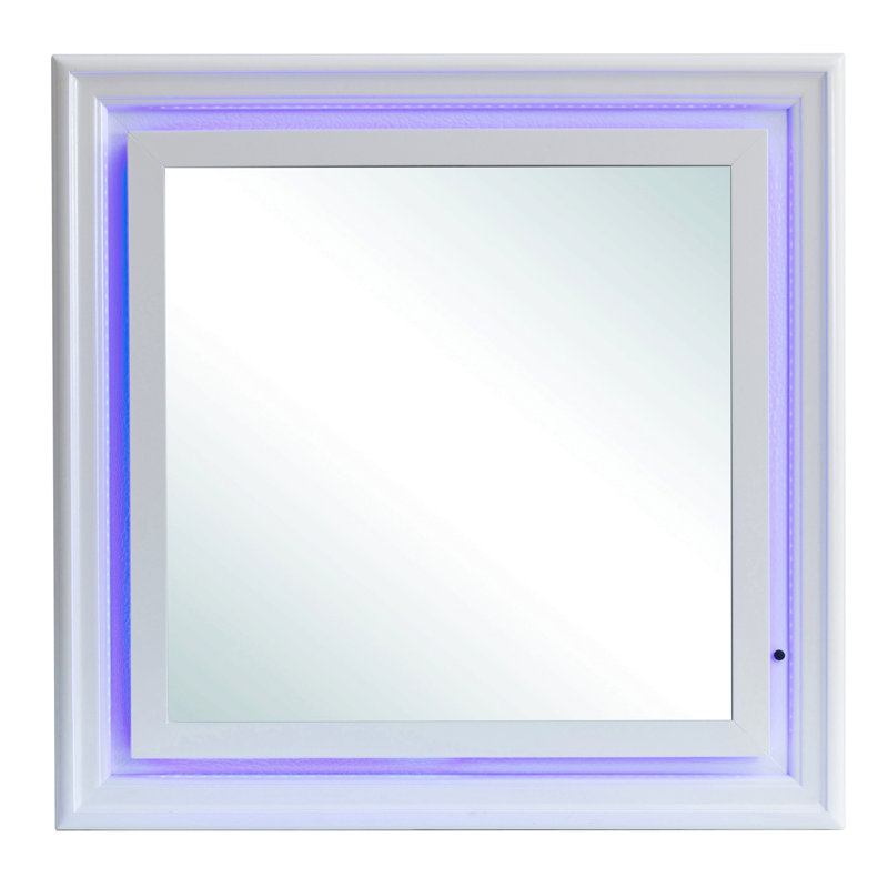 Miroir avec cadre à DEL champagne argenté