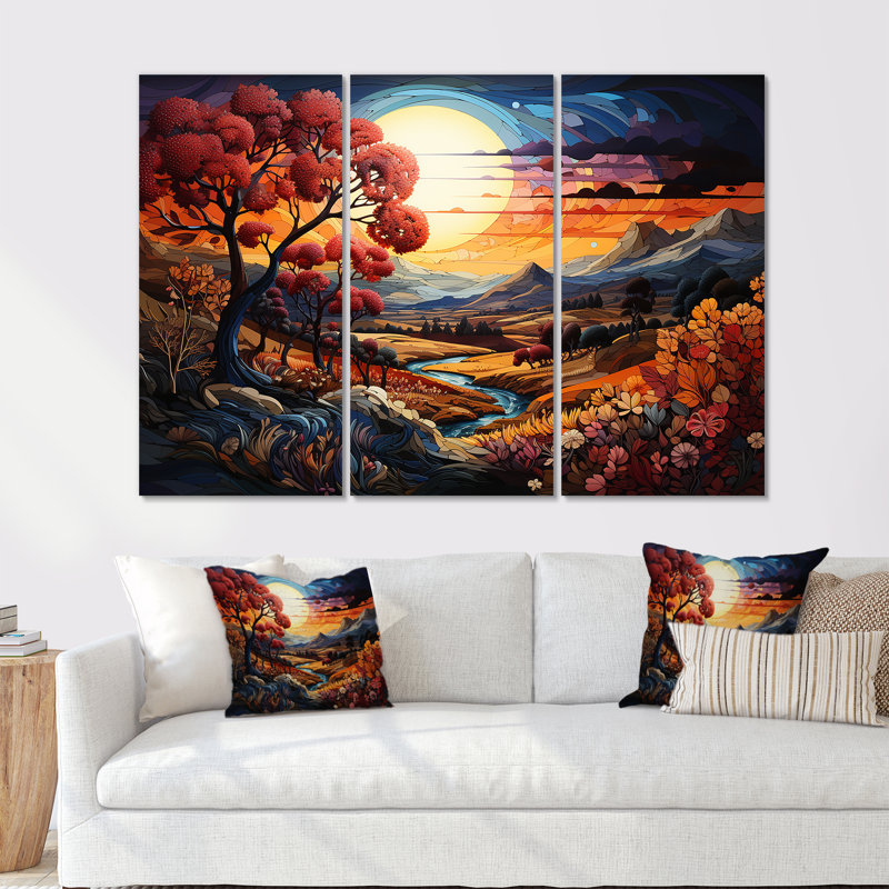 «Countryside Color Fusion Landscape I», ensemble d'art mural sur toile, H 28 po x l 36 po x P 1 po
