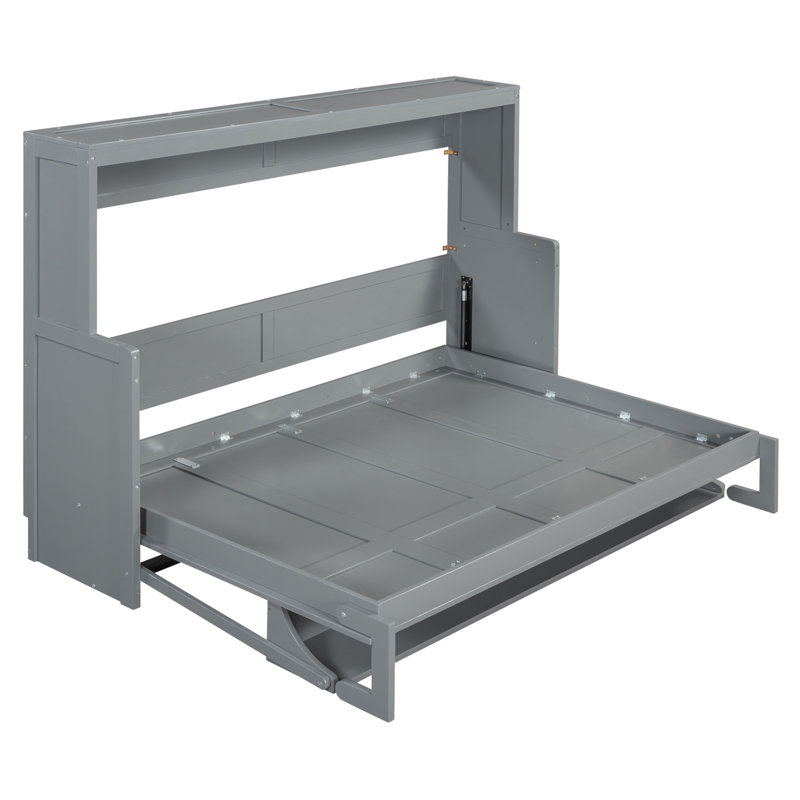 Mihoko Murphy Bed Cabinet with Display Shelf, Gray, Full