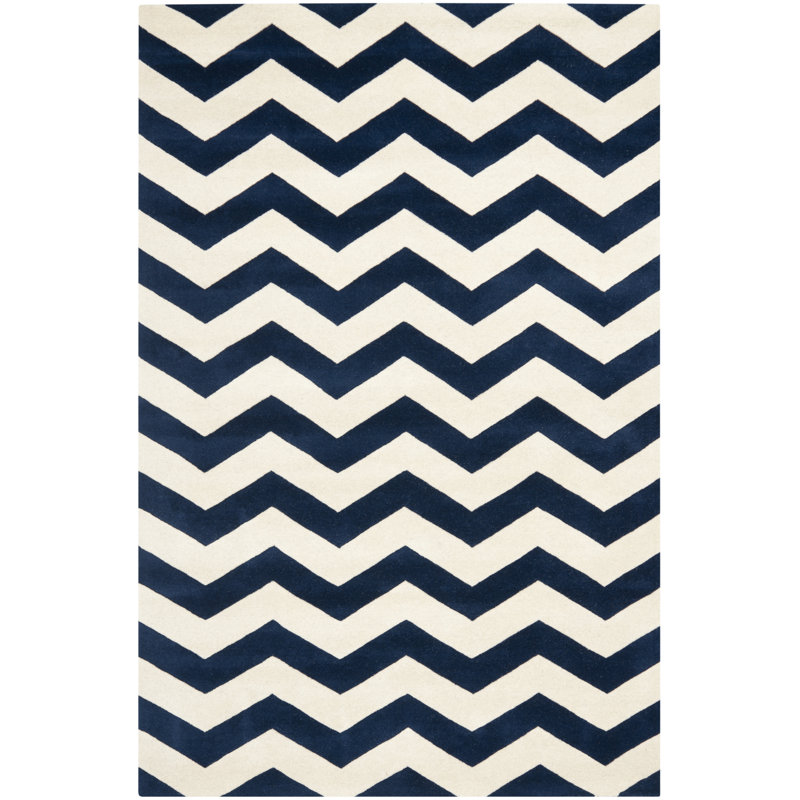 Teresita Hand Tufted Wool Chevron Rug, Rectangle 6' x 9'