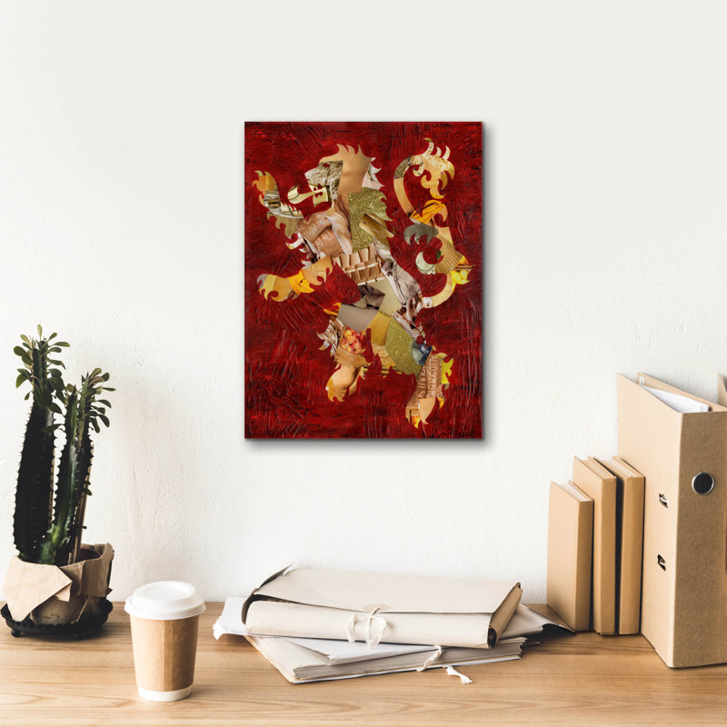 «Lion Crest» par Artpoptart, art mural sur toile, H 16 po x l 12 po x P 0,75 po