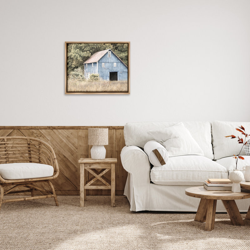 "Rustic Blue Barn" par Lori Deiter sur toile, Cadre flottant orme Montalcino, H 25 po x l 31 po