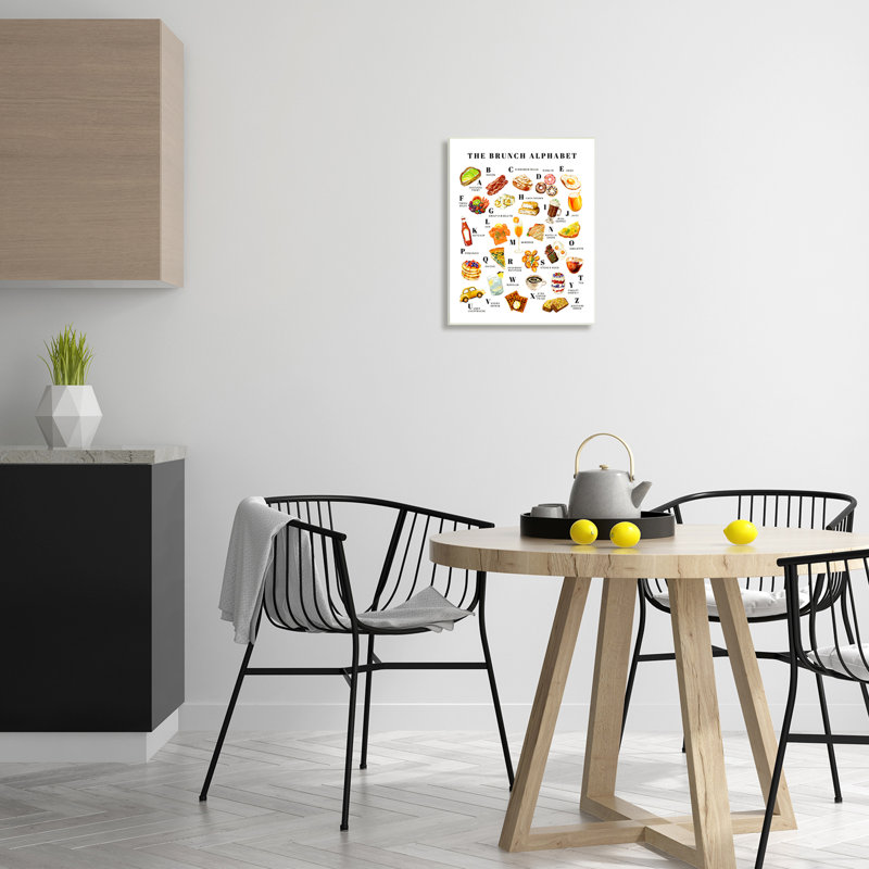 The Brunch Alphabet Food Treats ABC Illustration, Plaque murale, H 13 po x l 19 po