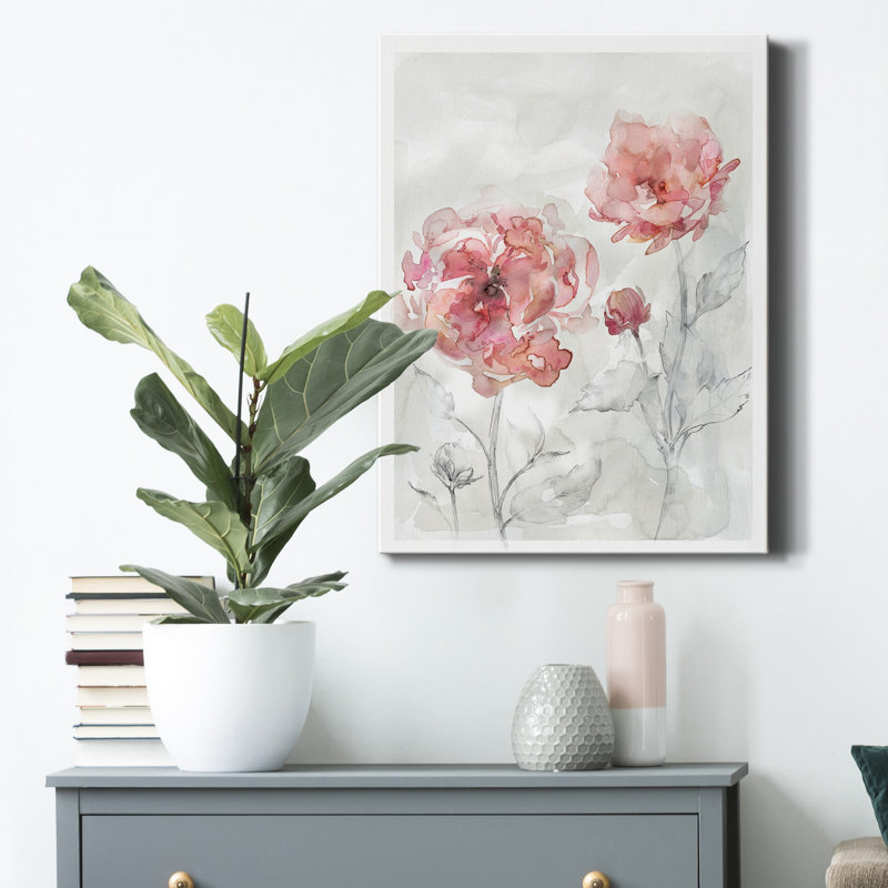 «Blush Botanical II», reproduction d'art sur toile tendue, H 36 po x l 24 po