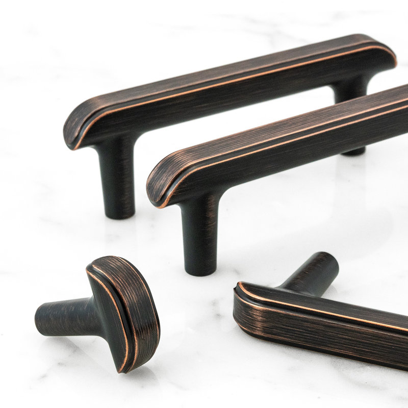 New Collection  1 3/16" Length Geometric Knob Multipack, Oil Rubbed Bronze