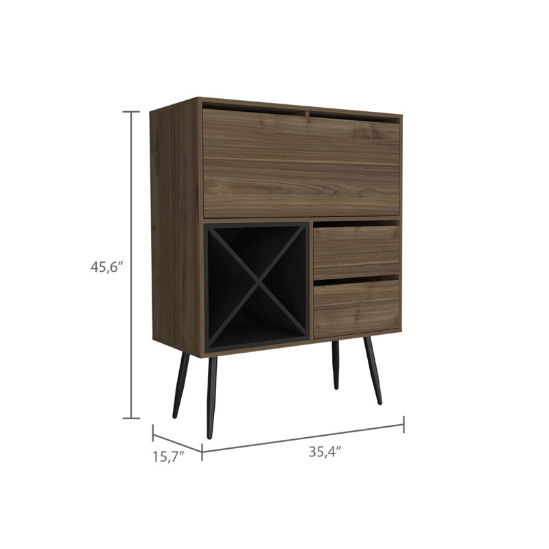 Armoire de bar 4 tiroirs et acajou 4 bouteilles Black Wengue