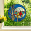 Birds in the Night Sky Round Stained Glass Window Panel