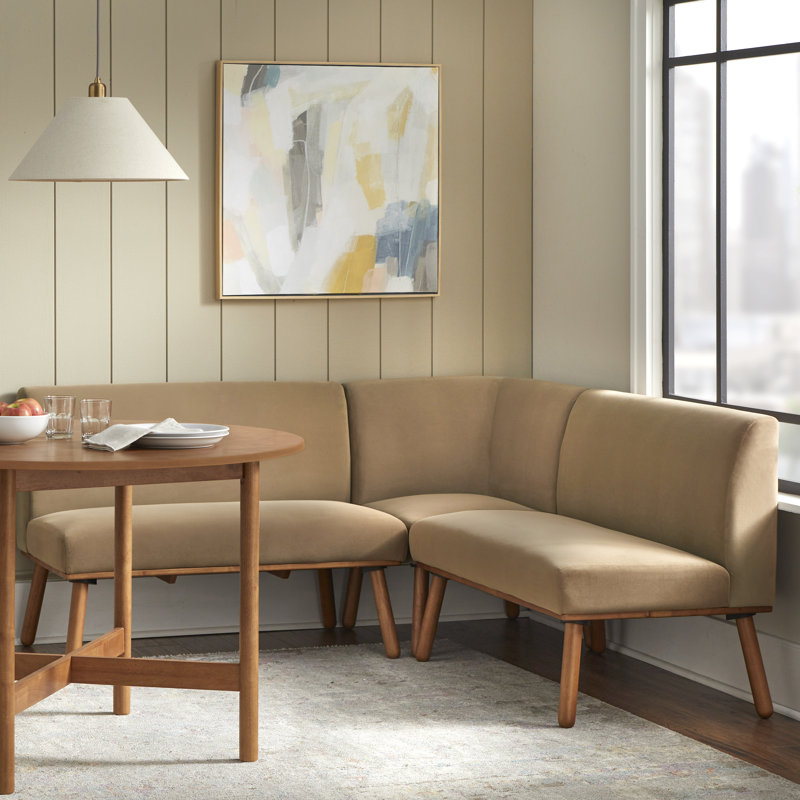 Gather 4 Piece Nook Banquette Set, Tan, Tan