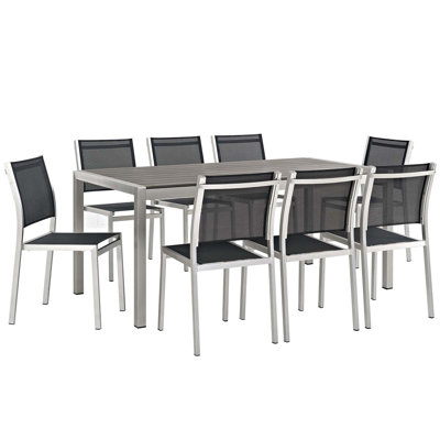 Ensemble de salle à manger d'extérieur en aluminium 9 pièces Shore