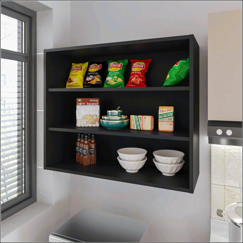 Armoire murale noire, H 30 po x l 36 po x P 12 po, Noir