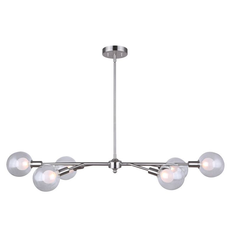 Lustree spoutnik 6 lumières Poitras, Nickel brossé