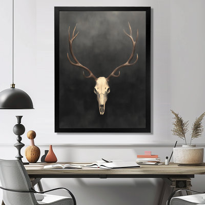 «White Antler Glow», art mural crâne blanc