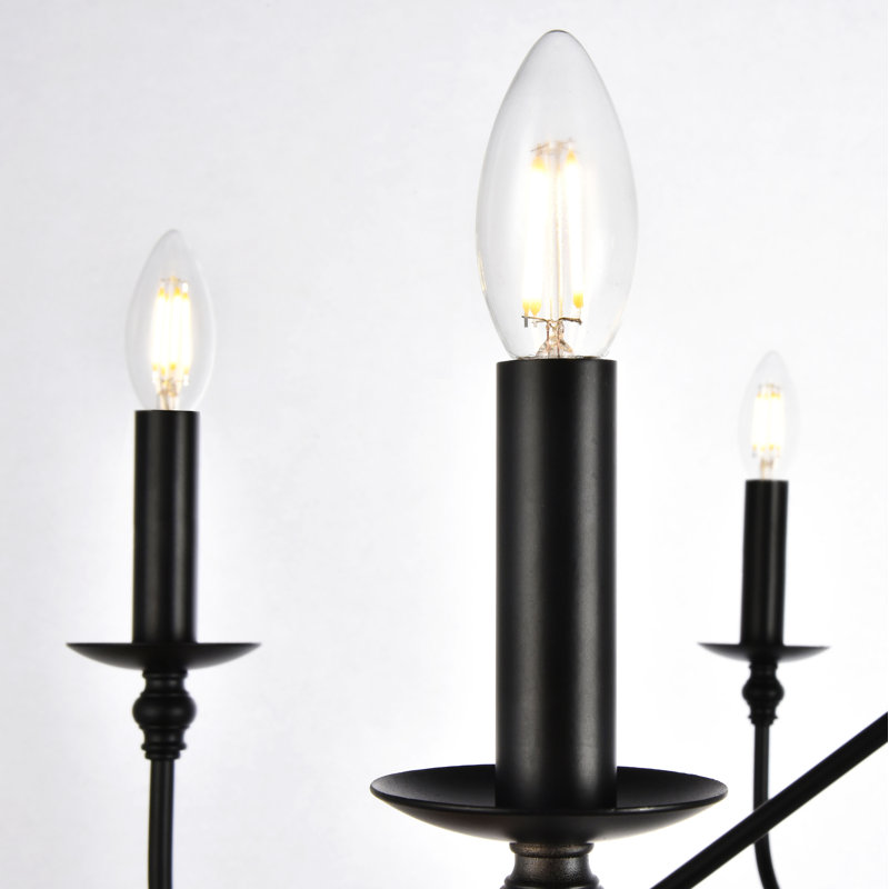 Ableton Iron 6-Light Chandelier, Noir mat, H 19 po x l 36 po x P 36 po