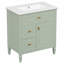 Meuble-lavabo 30 po avec lavabo, meuble-lavabo avec un tiroir rabattable et deux tiroirs, tablette réglable, bois massif et panneau de fibres à densité moyenne, vert-129184897