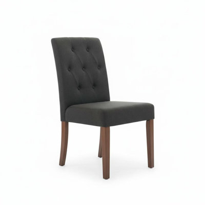 Ensemble de 6 chaises de salle à manger modernes en lin bleu, style Parsons, avec dossier haut capitonné, pieds en bois robustes et repose-pieds réglables. Confortables pour la salle à manger, le restaurant ou le café. 3 boîtes, 6 pièces.