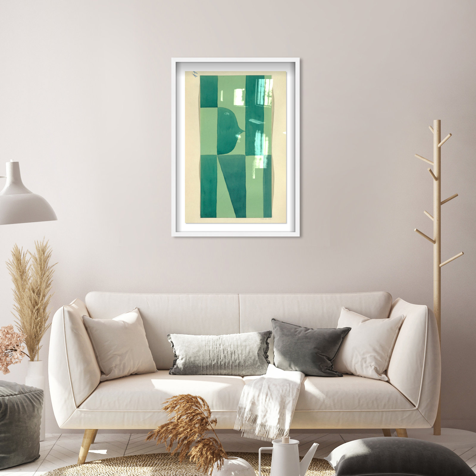 Erickson "Green Abstract" Print by Oliver Gal, 31" H x 21" W, White