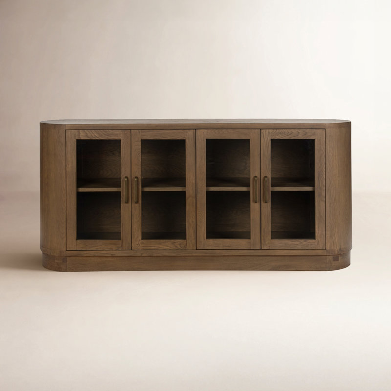 Vander 78" Oak Veneer Wood Buffet Sideboard, Tawny Brown