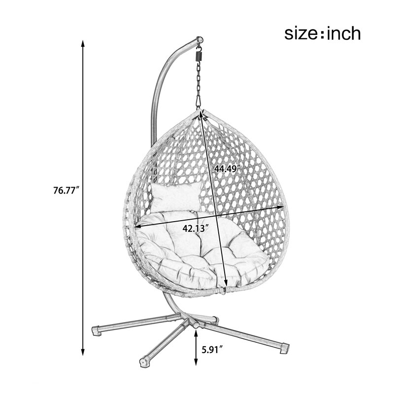 Sturdy Hammock Chair With Stand, Gray, Gray