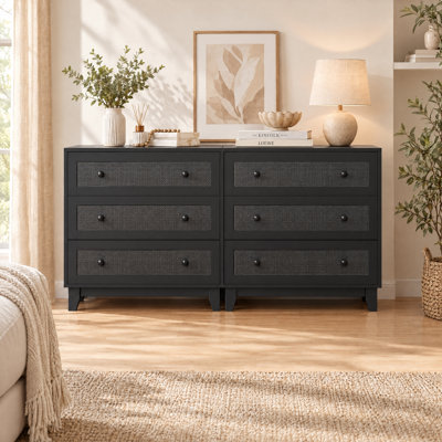Ensemble de 2 tables de chevet 3 tiroirs avec poignées en métal, table de chevet rustique l 29,5 po pour la chambre à coucher et le salon