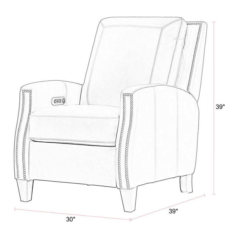 Molucca Jefferson Upholstered Power High Leg Recliner, Echo Grey