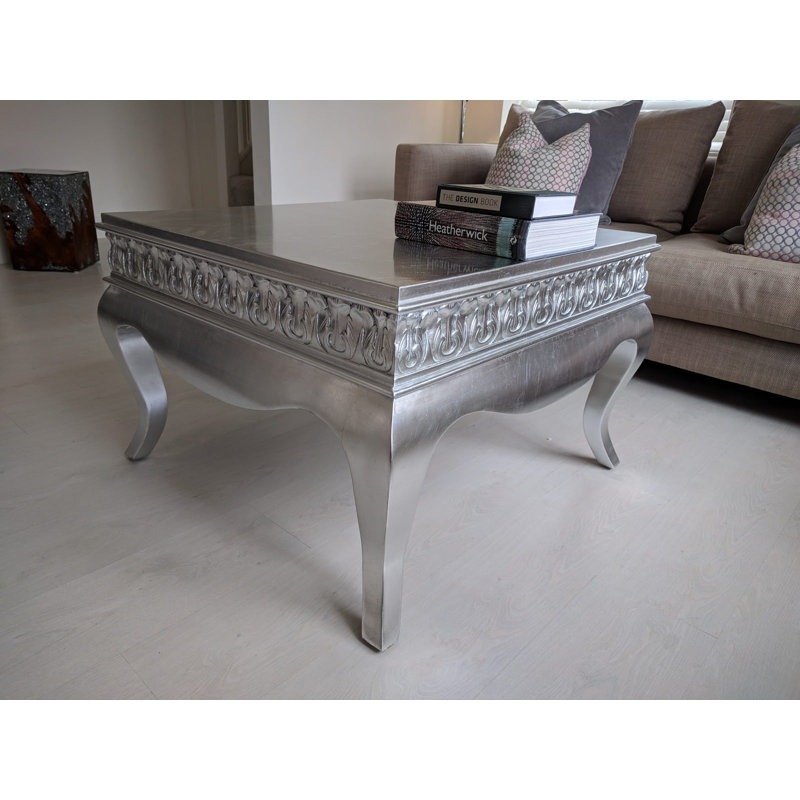 Loire Four Leg Coffee Table, 80 x 80cm, Silver Leaf