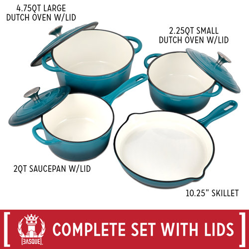 Basque 7 - Piece Non-Stick Enameled Cast Iron Cookware Set & Reviews ...