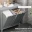 Armoire de rangement grise pour la salle de bain, panier à linge inclinable avec deux compartiments - spacieuse pour les articles, faite, finition à l'eau, conception de surmatelas, l 30 po x P 15,89 po H 27,5 po
