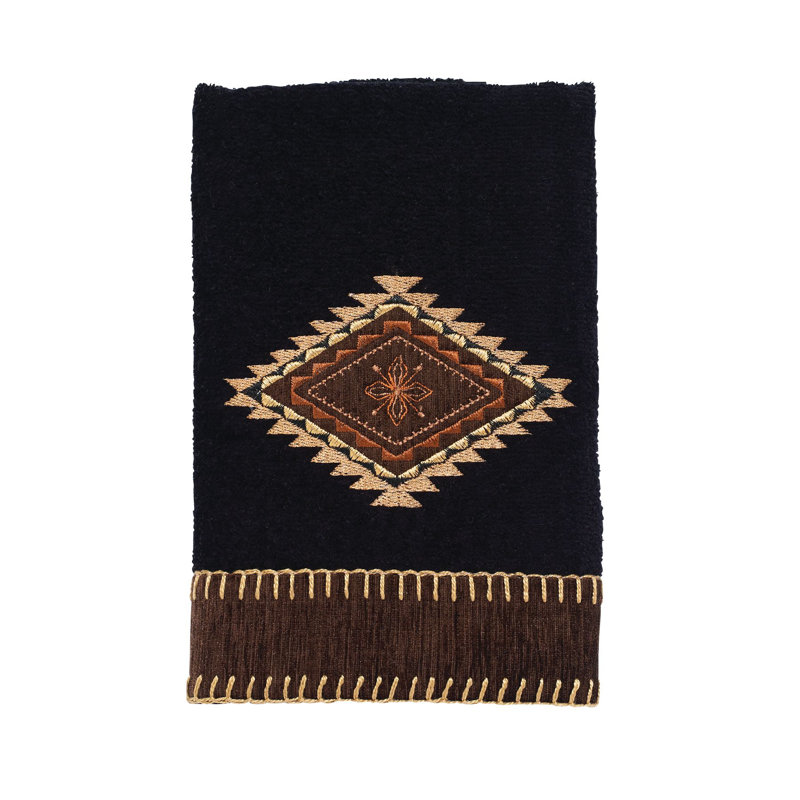 Black Cotton Embroidered Southwestern Hand Towel