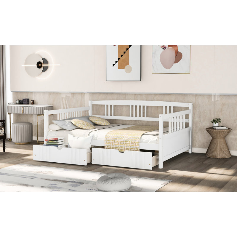 Full Size Daybed With Two Drawers, White - Strong Solid Structure, Space Saving Advantage, Multi-functional Commodity, Simple Assembly Needed Size Drawers Stable Construction, Property, , Effortless