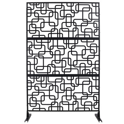 Écran d'intimité extérieur et intérieur en métal H 76 po x l 48 po, écran d'intimité décoratif autoportant pour terrasse de balcon, panneaux de clôture d'intimité pour jardin extérieur PS114 NOIR