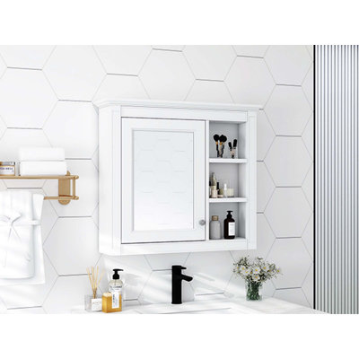 Armoire à pharmacie murale moderne avec miroir et 3 tablettes ouvertes Modern