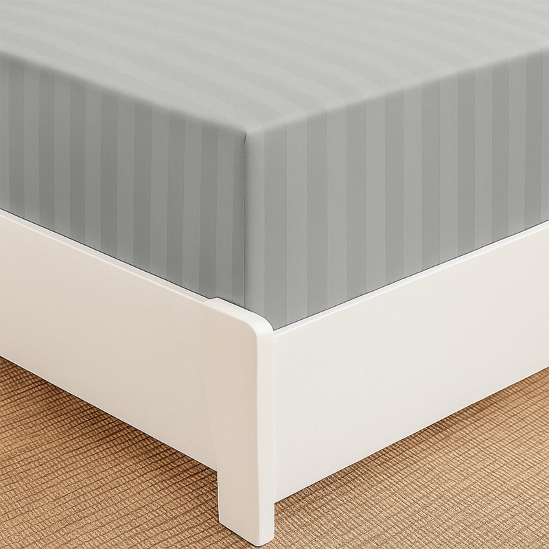 Tabbitha Striped Microfiber Standard Fitted Sheet, Silver, Double (4'6)