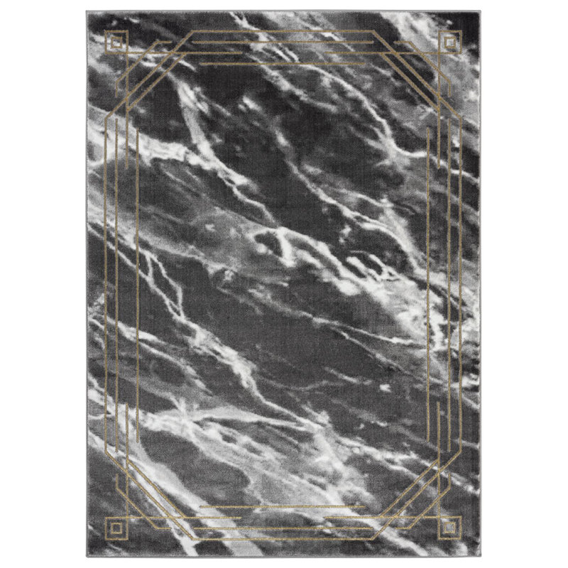 Tapis à motif abstrait gris / blancologia bolologia, Rectangle 3 pi 9 po x 5 pi 9 po
